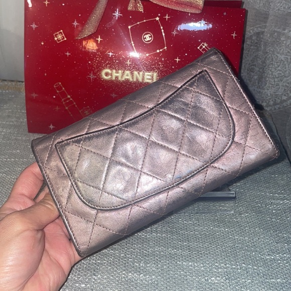 Chanel purple and silver irridescent trifold wallet. Serial sticker still Intact - Picture 3 of 7